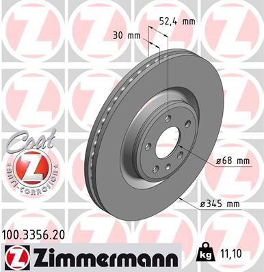 Zimmermann 100.3356.20 Brake Disc Front A4 A5 A6 A7 Q5 2009 > Macan 14 > — Brake Rotors & Drums