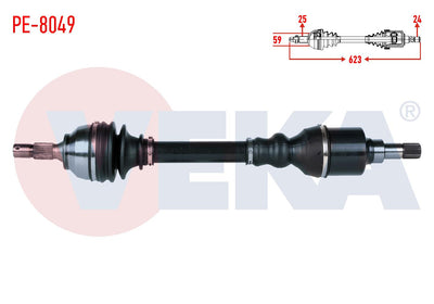 Veka PE-8049 Complete Axle Left Front Peugeot 207 (Wa — Axles, CV Joints & Boots