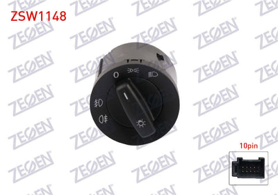 Zegen ZSW1148 Headlight Switch 10 Pin Volkswagen Caddy III-Golf V-Jetta III 2003-2015