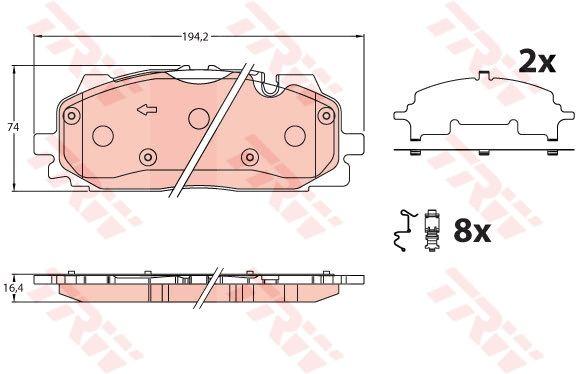TRW GDB2190 Front Brake Pad Audi A4 A5 Q7 2.0 TFSI 3.0 TDI 15- — Brake Pads