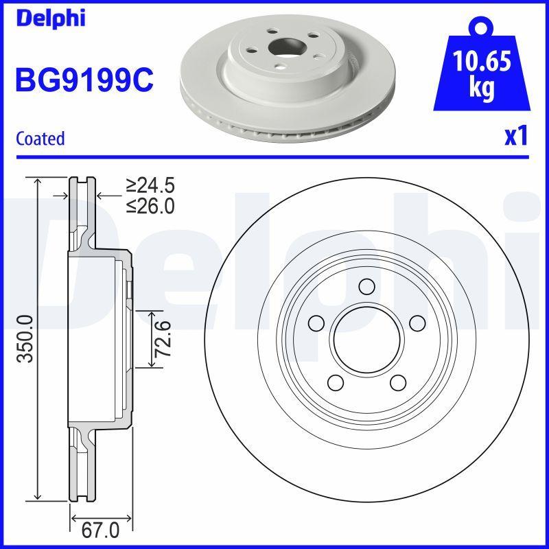 Delphi BG9199C Brake Disc (Single Pack)-Painted, Drilled — Brake Rotors & Drums