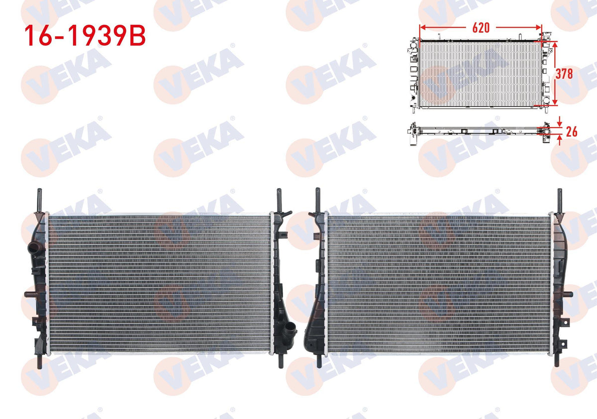 Veka 16-1939B Su Radiator Brazing Ford Mondeo III 2.0 TDCi-2.0i 16V A-T / M-T 2000-2007 — Radiators & Fans