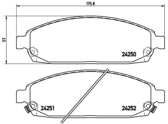 Brembo P37010 Brake Pad Front 24250 (Jeep Grand Cherokee III 3.0 3.7 4.7 5.7 6.1 06.05) — Brake Pads