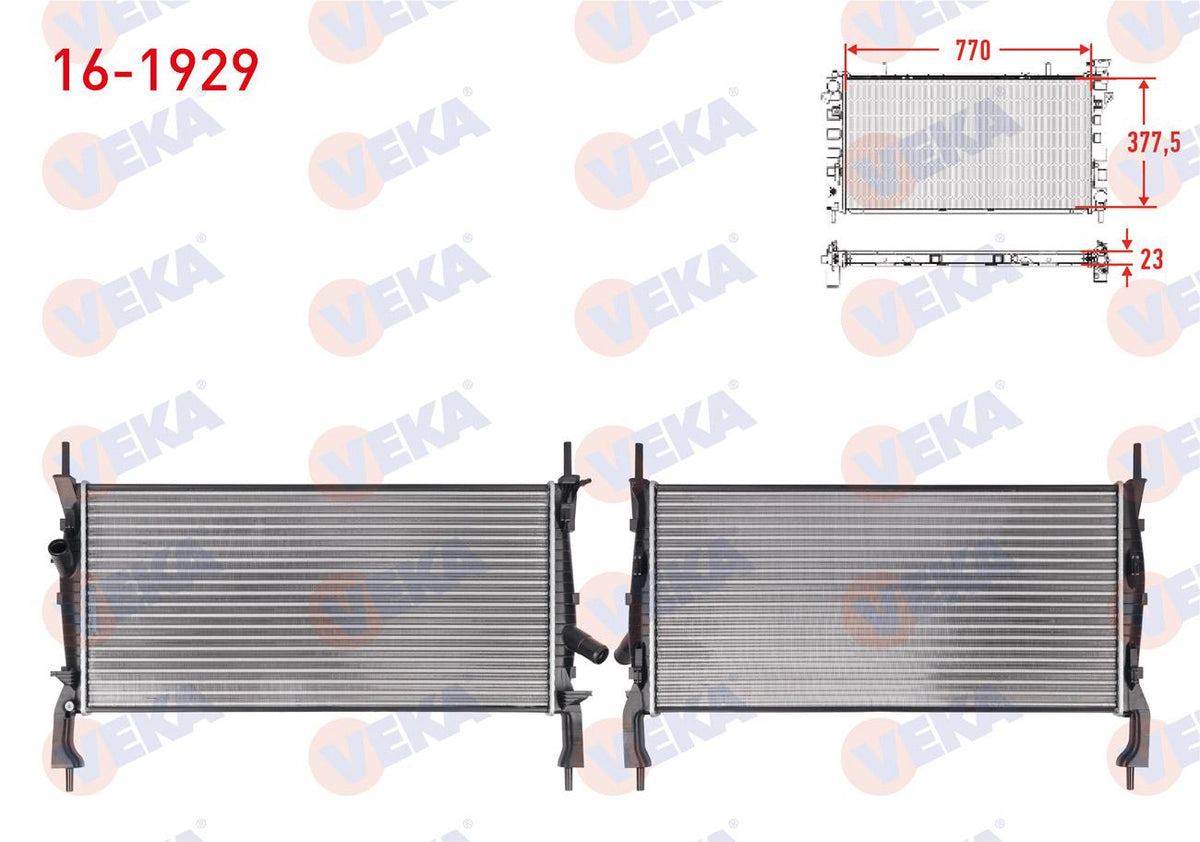 Veka 16-1929 Su Radiator Mechanical Ford Transit (V347) 2.2 TDCi M-T Ac + 2009-2014