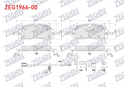 Zegen ZEG1966-00 Brake Pad Front with Connector Ford Transit Custom (V710 — Brake Pads