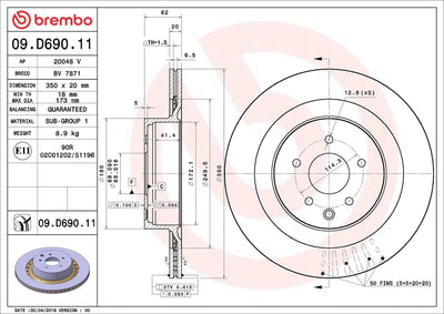 Brembo 09.D690.11 Brake Disc Rear UV Coated Nissan — Brake Rotors & Drums