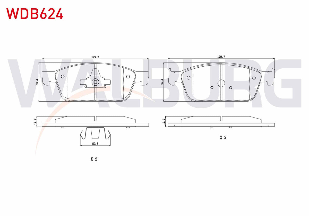 WALBURG WDB624 Brake Pad Front Ford Tourneo Connect 1.6 TDCi 2013-/ Transit Connect 1.6 TDCi 2013-/ Kuga II 2.0 — Brake Pads