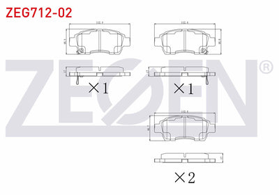Zegen ZEG712-02 Brake Pad Front with Wear Indicator Toyota Yaris (_Cp10) 1.0i 1999-2005 / Yaris (_Cp10) 1.3i 199 — Brake Pads