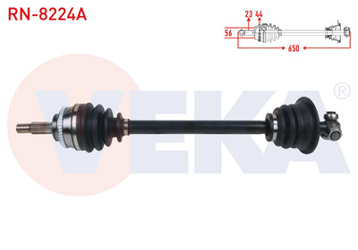 Veka RN-8224A Complete Axle Left Front with ABS 44 Outer Length 650mm Renault Megane I 1.9 DTi-2.0 — Axles, CV Joints & Boots