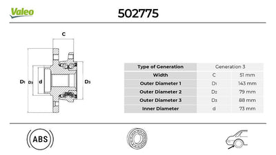 Valeo 502775 Wheel Hub Mini R60 10 > 14 R61 12 > Front & Rear Left & Right — Hub Assemblies