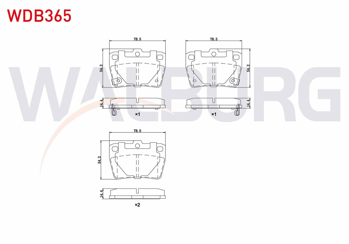 WALBURG WDB365 Brake Pad with Wear Indicator Rear Toyota Rav4 II 1.8 Vvt-I 2000-2006 / Rav4 II 2.0 D-4D 2000-200 — Brake Pads