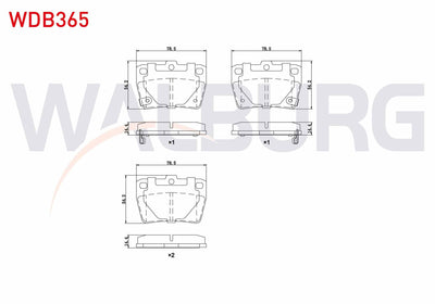 WALBURG WDB365 Brake Pad with Wear Indicator Rear Toyota Rav4 II 1.8 Vvt-I 2000-2006 / Rav4 II 2.0 D-4D 2000-200 — Brake Pads