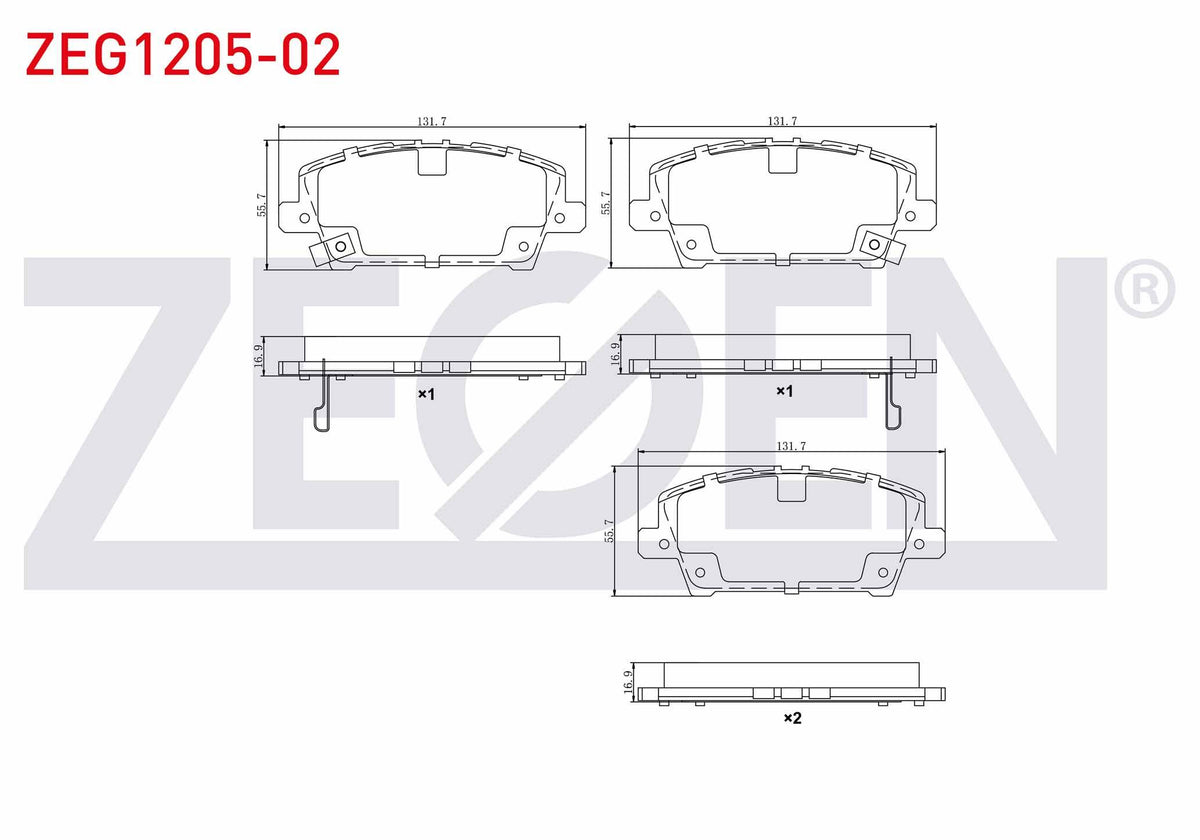 Zegen ZEG1205-02 Brake Pad Front with Wear Indicator Honda Civic VIII 1.4 2005-2012 / Civic VIII 1.8 2005-2012 / — Brake Pads