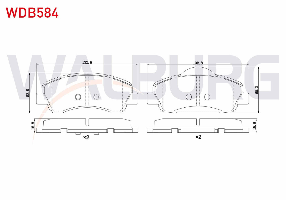 WALBURG WDB584 Brake Pad Front Peugeot 301 1.2 VTI 2012-/ Citroen C-Elysee 1.2 VTI 2012 — Brake Pads