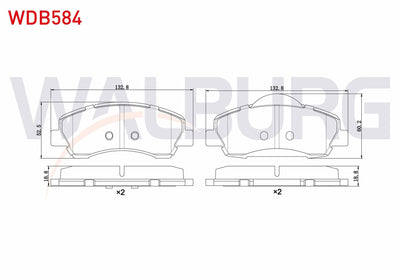 WALBURG WDB584 Brake Pad Front Peugeot 301 1.2 VTI 2012-/ Citroen C-Elysee 1.2 VTI 2012 — Brake Pads