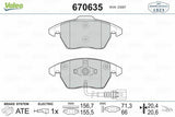 VALEO 670635 Front Brake Pads - Caddy Golf & Touran