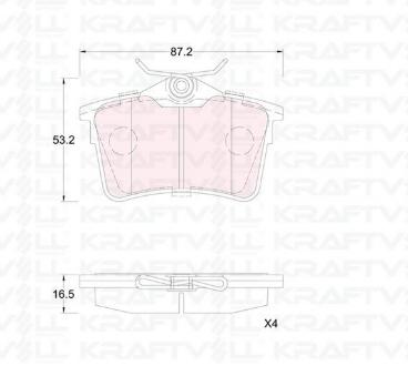 Kraftvoll 07010314 Rear Brake Pad P308 Sw P307 1.4 16V / 1.6 16V / 2.0 / 1.6 HDi / 2.0 HDi / Partner Tepee C4 — Brake Pads