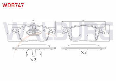 WALBURG WDB747 Brake Pad Front Citroen Jumpy 1.6 BlueHDi 2016-/ Peugeot Expert 1.6 BlueHDi 2016-/ Toyota Proace — Brake Pads