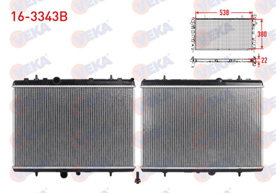 Veka 16-3343B Water Radiator Brazing Peugeot 307 2.0i A-T / M-T / 2.0 HDi M-T 2000-2007 / Citroen Xsara 2. — Radiators & Fans