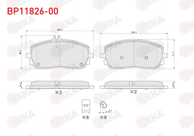 Veka BP11826-00 Brake Pad Front with Wear Indicator Mercedes A Series (W177) 2018-/ CLA (C118) 2019 — Brake Pads