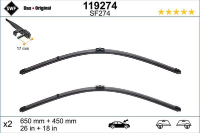 Valeo 119274 Wiper Blade BMW F01 F02 F04 F07 F10 F11 65+45CM — Wipers