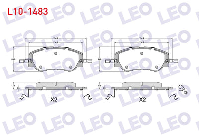 LEO L10-1483 Brake Pad Front Peugeot 208 II 2019-/2008 II 2019-/Citroen C4 III 2020-/C4 X 2022 — Brake Pads