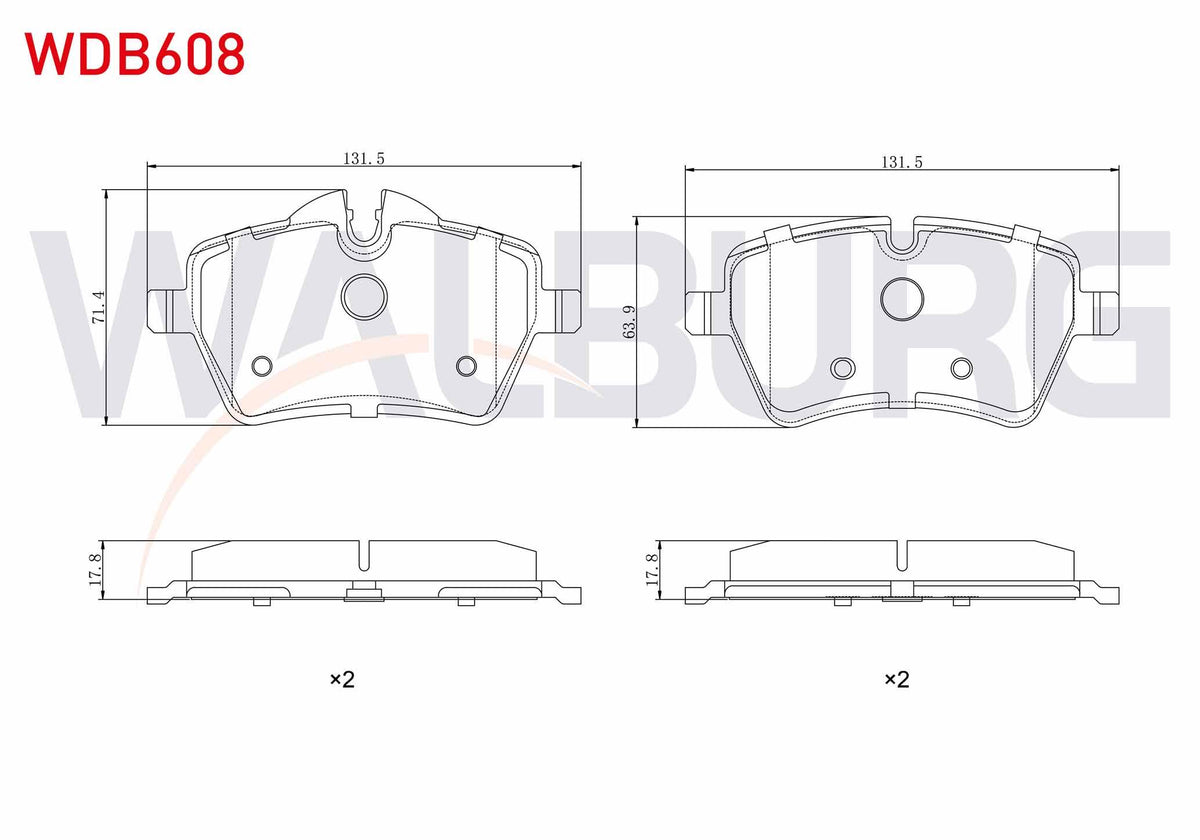WALBURG WDB608 Brake Pad Front Mini (R56) Cooper 1.6i 2006-2013 — Brake Pads
