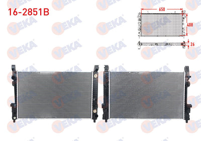 Veka 16-2851B Water Radiator Brazing Mercedes A Series (W169) A 150-A 160-A 170-A 180-A 180 CDI-A 200 A-T — Radiators & Fans