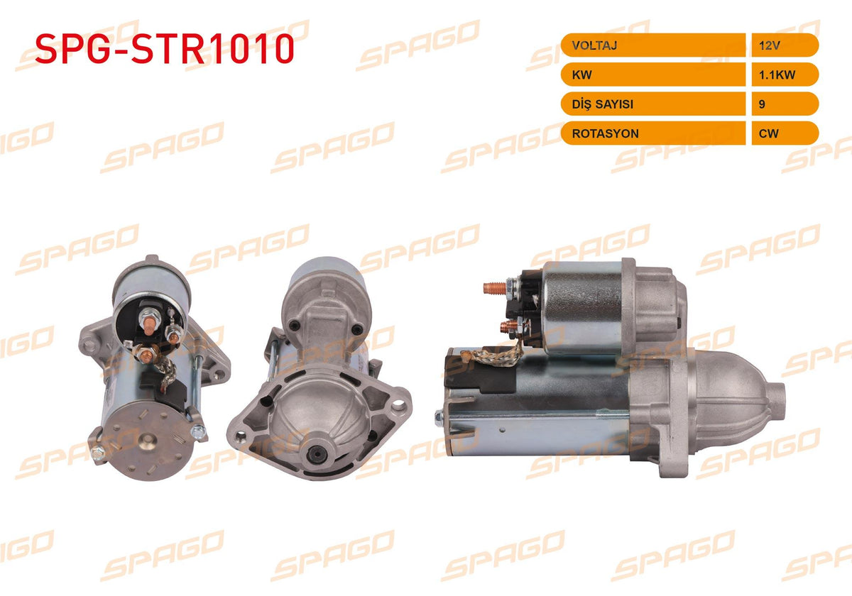 SPAGO SPG-STR1010 Starter Motor 12V 1.1Kw 9 Outer Cw Opel Astra H J-Corsa D E-Meriva-Combo 1.3 CDTi — Starting & Charging