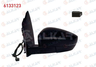 Alkar 6133123 Outer Rear View Mirror Left Mechanical Aspheric with Turn Signal Rectangular with S — Tail, Signal & Reflectors