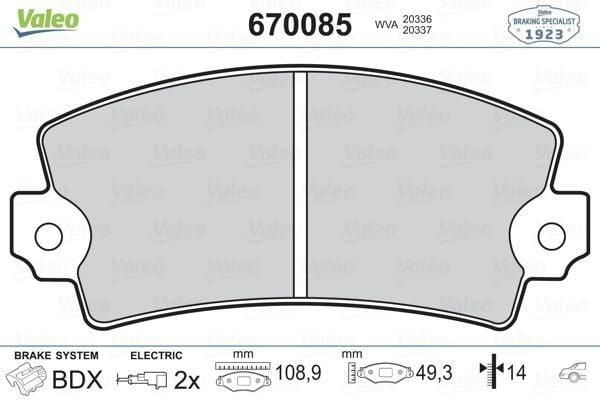 VALEO 670085 Brake Pads - Front R12