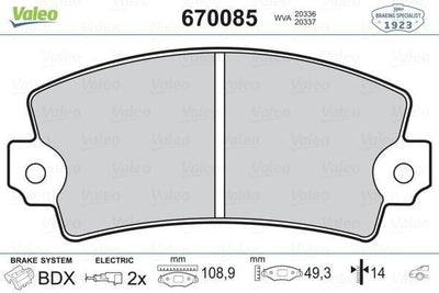 Valeo 670085 Brake Pads Front R12