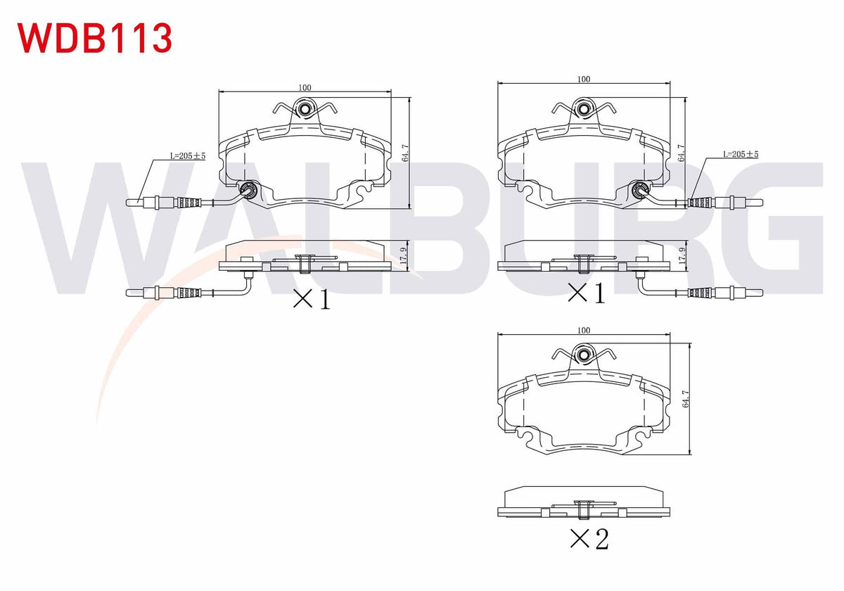 WALBURG WDB113 Brake Pad Front with Connector Renault Clio Symbol 1.5 dCi 1998-2005 / 1.2 1998-2005 / Clio II 1. — Brake Pads