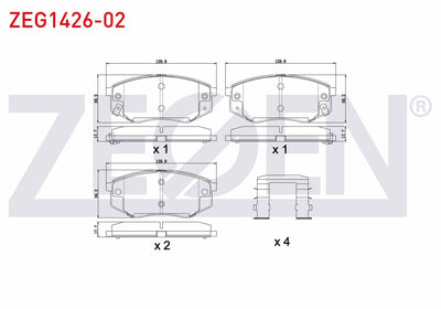 Zegen ZEG1426-02 Brake Pad Front with Wear Indicator Hyundai Ix35 (Lm) 2.0 CRDi 4X4 18 Rim 2010 — Brake Pads