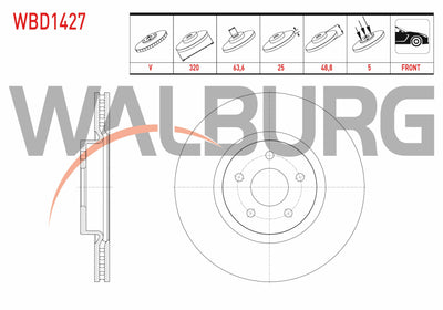 WALBURG WBD1427 Brake Disc Front Air 5 Bjn 320X25x63,6X48 — Brake Rotors & Drums