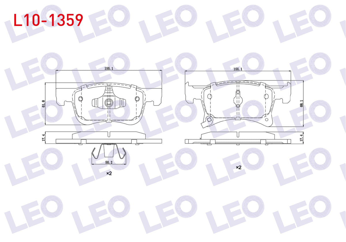 LEO L10-1359 Brake Pad Front with Wear Indicator Opel Corsa E 1.3 CDTi 15 Rim 2014-/ Corsa E 1.2 2014-/ Corsa E 1.4 2014-/ Adam 1.2 2013-/ Adam 1.4 2013