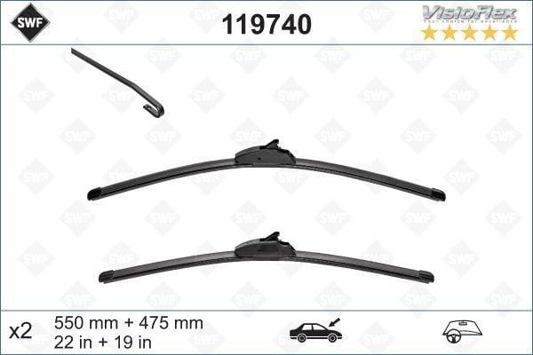 swf windshield wiper blade set 22 inch and 19 inch, swf wiper blades installed on vehicle SWF Windshield Wiper Blade - 22 Inch & 19 Inch | For Car Owners SWF Windshield Wiper Blade - 22In & 19In | Car Owners swf, windshield-wiper, wiper-blades, car-accessories, car-maintenance, vehicle-safety, weather-performance, optical-wear-warning, installation-ready, ai-generated