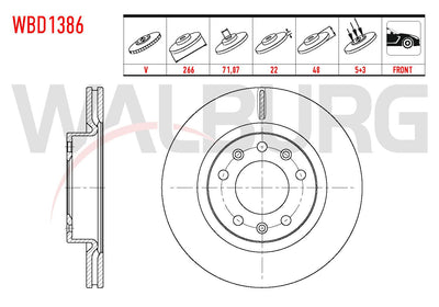 WALBURG WBD1386 Brake Disc Front Air 5 Bjn 266X22x71 — Brake Rotors & Drums