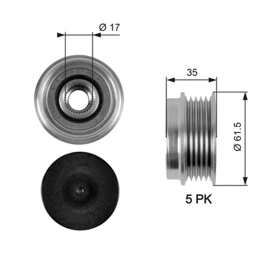 Gates OAP7033 Alternator Pulley Passat 1.6-1.8-1.8T-1.9 TDI 96-05 A4 A6 — Starting & Charging
