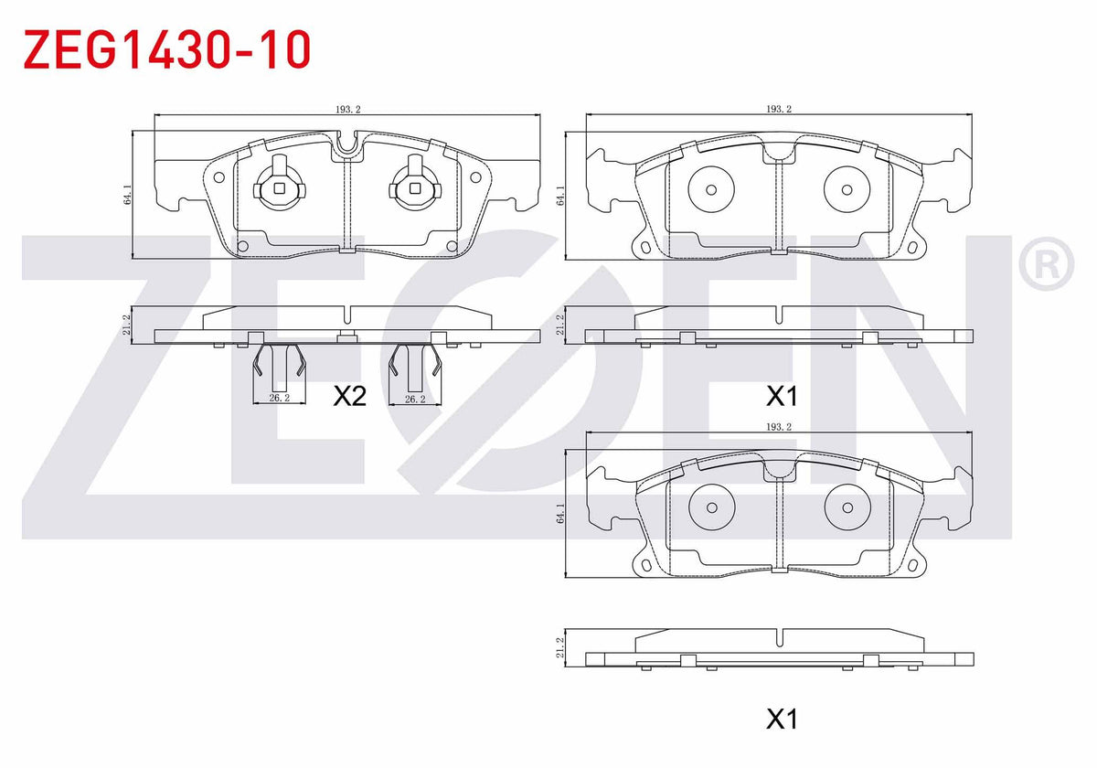 Zegen ZEG1430-10 Brake Pad Front Mercedes M Series (W166) Ml 250 CDI 2011-/ M Series (W166) Ml 350 2011 — Brake Pads