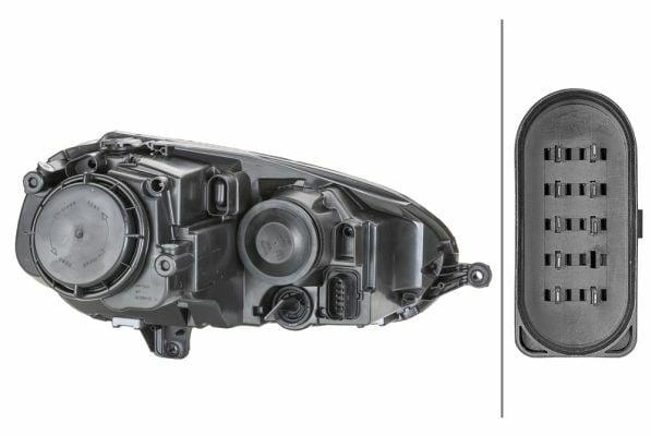hella electric motor chrome headlight for golf v and jetta iii, technical specifications of HELLA electric motor headlight, installed HELLA headlight on a vehicle HELLA 1EG247007-581 - Electric Motor Chrome Headlight for Golf V 04-11, Jetta III 05 | Right Side HELLA Electric Motor Chrome Headlight for Golf V & Jetta III hella, headlight, golf-v, jetta-iii, electric-motor, chrome, automotive, vehicle-accessories, car-parts, ai-generated