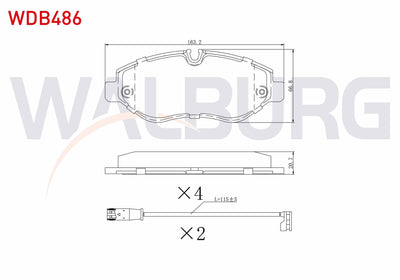WALBURG WDB486 Brake Pad Front with Connector Mercedes Sprinter 3 — Brake Pads