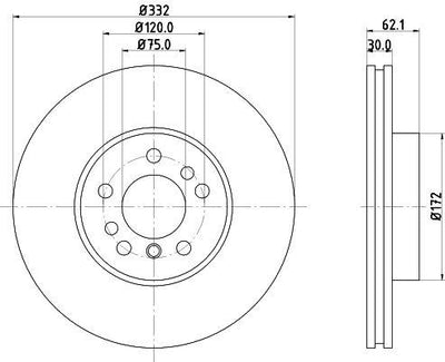 Hella 8DD355127-631 *2 Brake Disc Front Air BMW X3 E83 X5 E53 — Brake Rotors & Drums