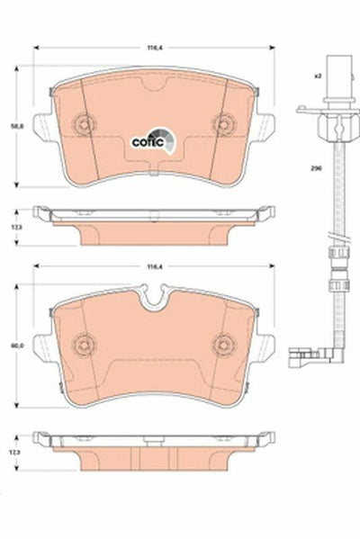 TRW GDB1867 Brake Pads - 296mm Cable Compatible with Audi A6 2011-2018 & A7 2011-2018