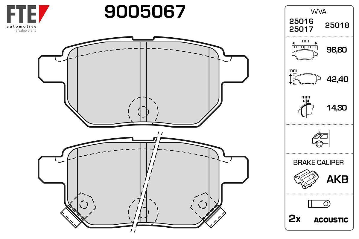 Fte 9005067 Rear Brake Pad Toyota Corolla Auris 2007- Yaris 1.0 1.3 2005- Verso 2009- — Brake Pads