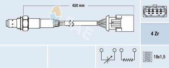 FAE Lambda Sensor 77396 - Compatible with R-50, R-52 and 2 more models — Oxygen & Air-Fuel