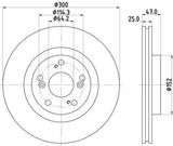 HELLA Pagid Brake Disc 8DD355110-301 - Front Ventilated for Honda Civic VII 2001-2005 — Brake Rotors & Drums
