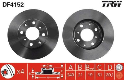 TRW DF4152 Disc Brake - Ventilated Disc for Honda Jazz 2002-2004 — Brake Rotors & Drums