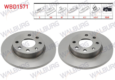 WALBURG WBD1571 Brake Disc Front Straight 4 Bjn 240X10x60x41,1 Opel Corsa C 1.0i-1.2i 2000-2006 — Brake Rotors & Drums