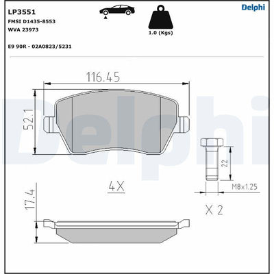 Delphi LP3551 Brake Pad Front Clio III Micra K12 Note 06-13 — Brake Pads